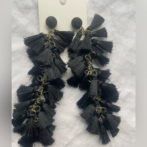 Earrings, black fabric